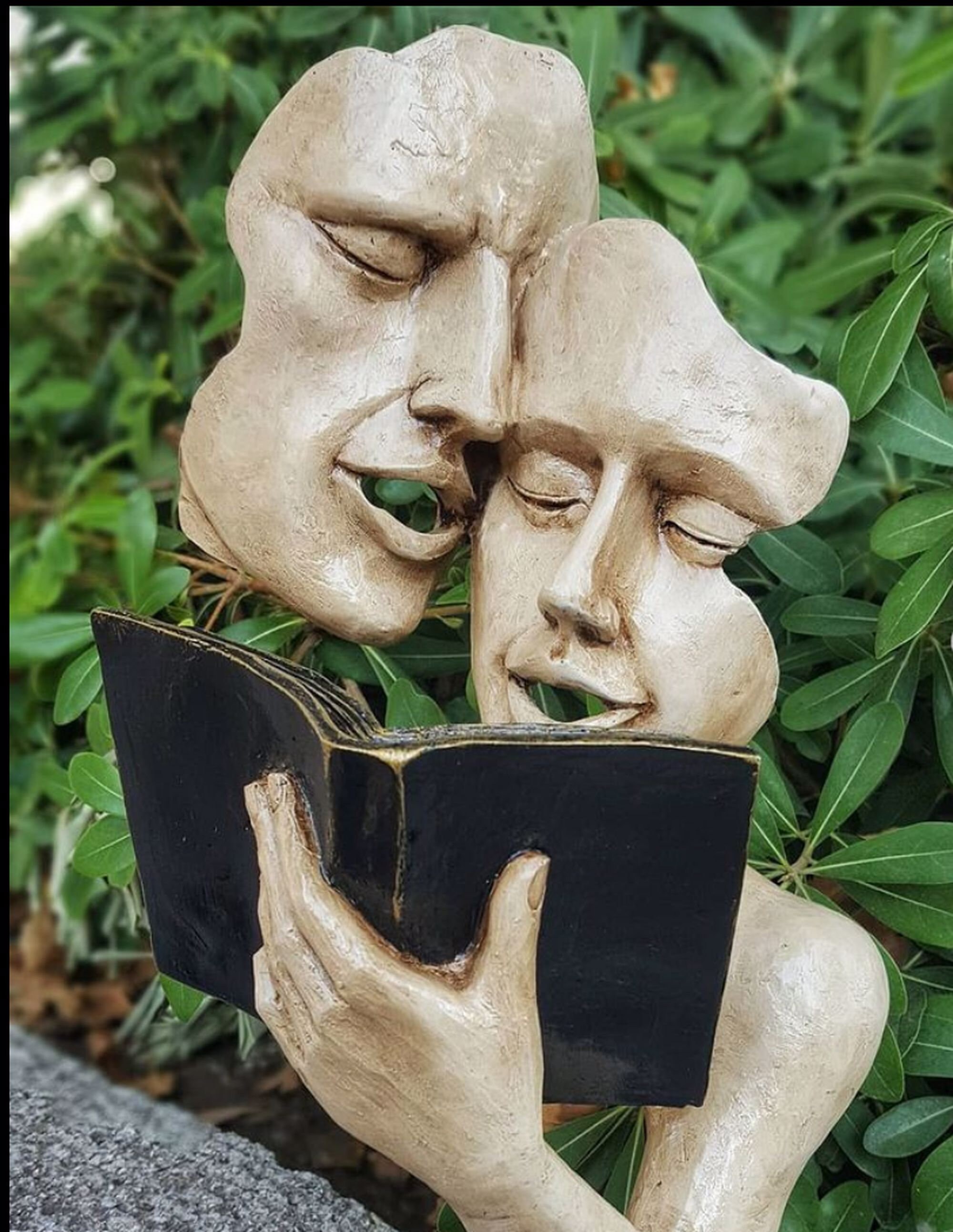 Book Reading Couple Sculpture, Abstract Library Decor (14.57'') - Etsy