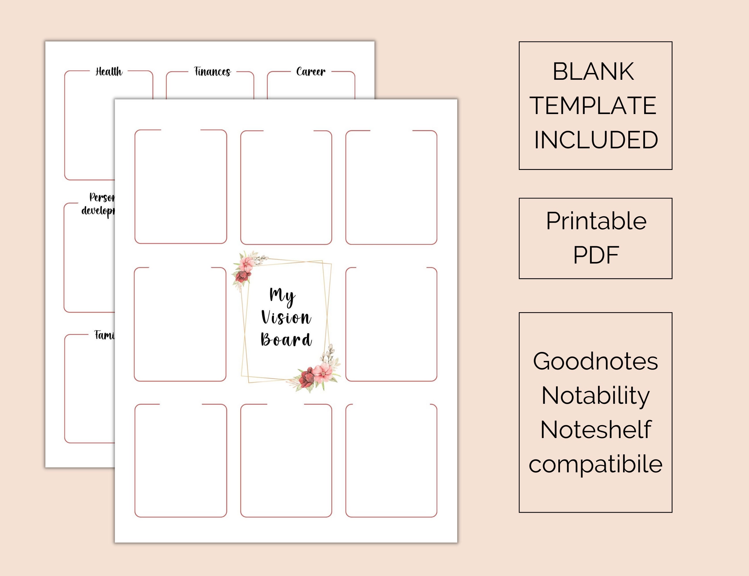 Printable Vision Board Template, Goal Setting Planner, Manifesting ...