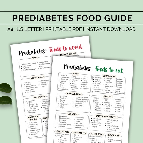 Prediabetes food guide, Diabetic food list, Food chart, Prediabetes diet, Diabetic meal plan, Grocery list, Diabetes awareness, Download PDF