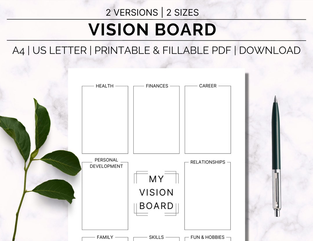 Minimalistic Vision Board Template Printable Vision Board Goal Setting ...