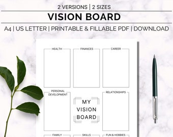 Minimalistische vision board-sjabloon | afdrukbaar visionboard | Visionboard voor het stellen van doelen | Manifestatiebord | Manifestatie Manifestatiedoelen |
