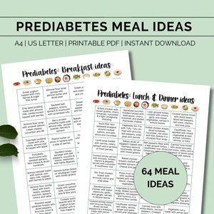 Prediabetes meal ideas, Pre diabetes meal plan, Diabetes food list, Diabetic diet sheet, Low carb meals, Food chart, Instant download PDF