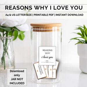 Printable Reasons i love you, Love notes for him, Valentines day gift, Love notes cards, Mini love messages, Anniversary gift, Download PDF