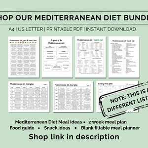 Printable Mediterranean Diet Meal Plan, Heart Healthy Diet, Weight Loss Meal Plan, Food Lists, 2 ...