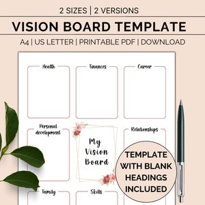Printable Vision Board Template, Goal Setting Planner, Manifesting ...