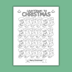 Printable Christmas Countdown Coloring Page for Kids, Christmas ...