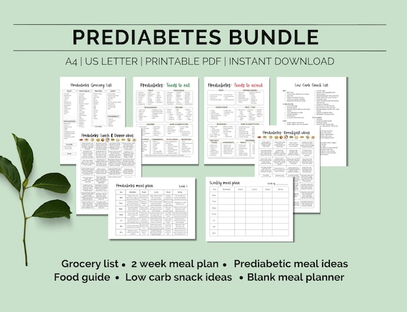 Prediabetes bundle PRINTABLE, Food guide, Diabetic food list, Prediabetes diet, Diabetic meal plan, Low carb food list,Diabetes awareness