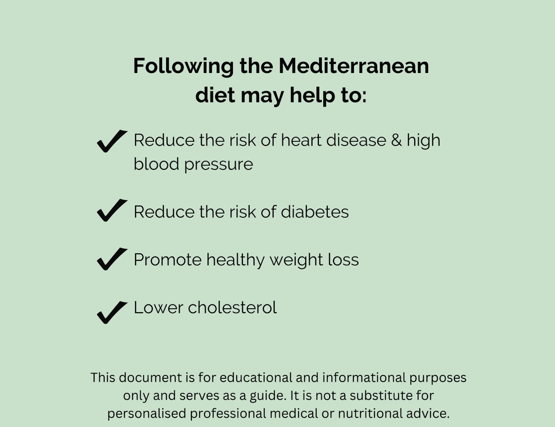 Printable Mediterranean Diet Meal Plan, Heart Healthy Diet, Weight Loss Meal Plan, Food Lists, 2 ...