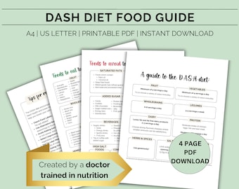 Guía de alimentos de la dieta DASH, Lista de alimentos para la presión arterial alta, Lista de compras, Dieta para la hipertensión, Presión arterial baja, Alimentos bajos en sodio, Qué comer PDF
