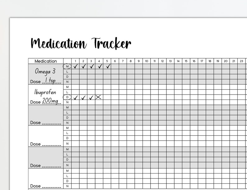 Daily Medication Tracker, Printable Medication Log, Daily Medication ...