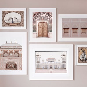 Set of 6 digital Indian prints, Jaipur wall art, Printable Boho gallery wall, vintage Bohemian decor, Moroccan Door print, Instant Download