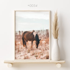 Horse in beach dunes digital print, Neutral Beach Print, Printable Boho wall art, Coastal print, Instant Download