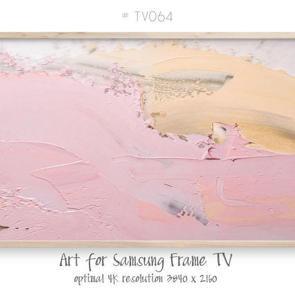 Samsung Frame TV art, blush pink abstract painting, neutral 4K digital art for TV display, instant download