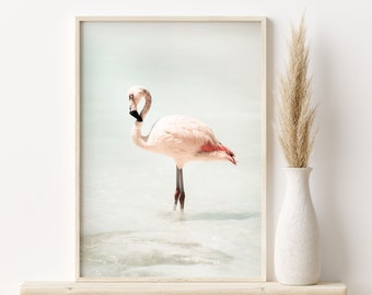 Printable Flamingo photo, Bohemian decor, Coastal wall art, Instant Download