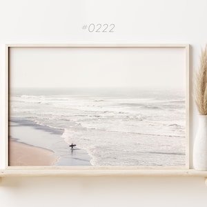 Printable Surf photo, Neutral Beach Print, Boho wall art, Coastal print, soft beige wall art, Instant Download