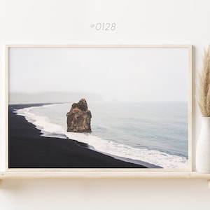 Iceland black sand beach print, Printable Coastal photo, Scandinavian wall art, Instant Download