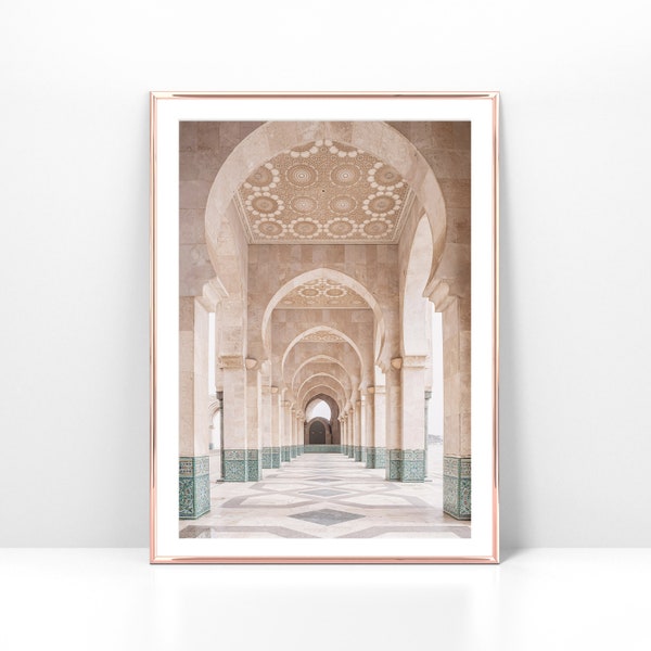 Printable Moroccan wall art, Hassan II mosque digital print,  moroccan door photo, Islamic architecture, Arabic decor, Instant Download #296