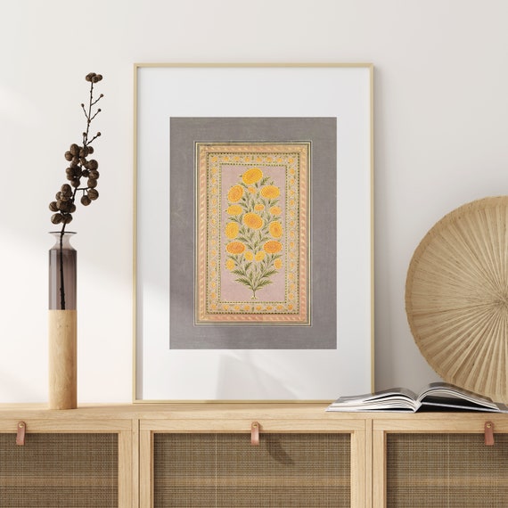 ニコラ・デ・マリア リトグラフ 108/125 NO693 Printable Vintage Marigold Flower Painting, Boho Floral Wall
