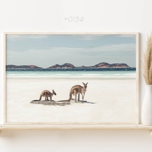 Impression de plage de kangourou, impression de plage neutre, art mural Boho imprimable, impression côtière, art mural australien, téléchargement immédiat