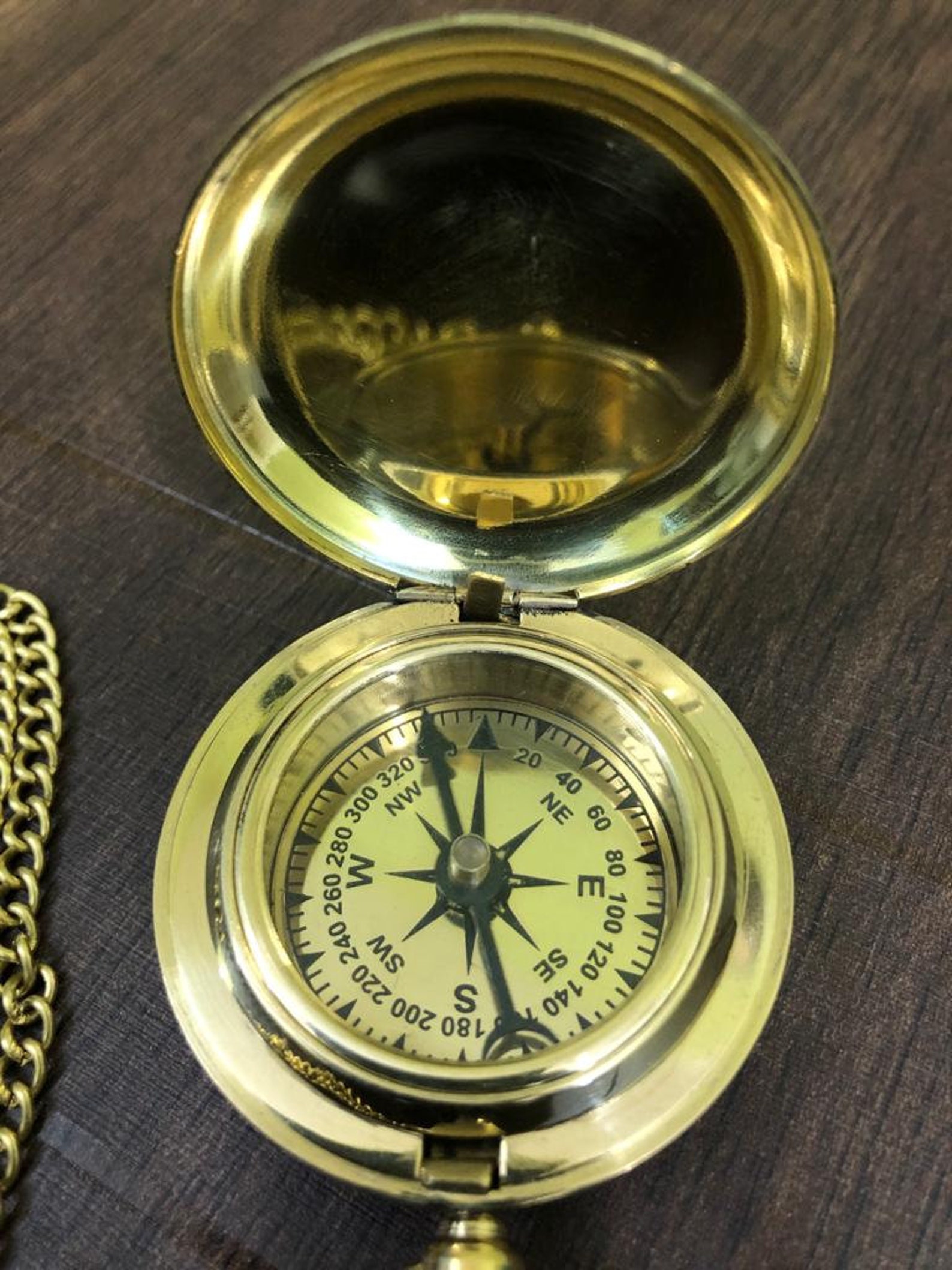 Brass Push Button Compass Pocket Compass Push Button Face Etsy