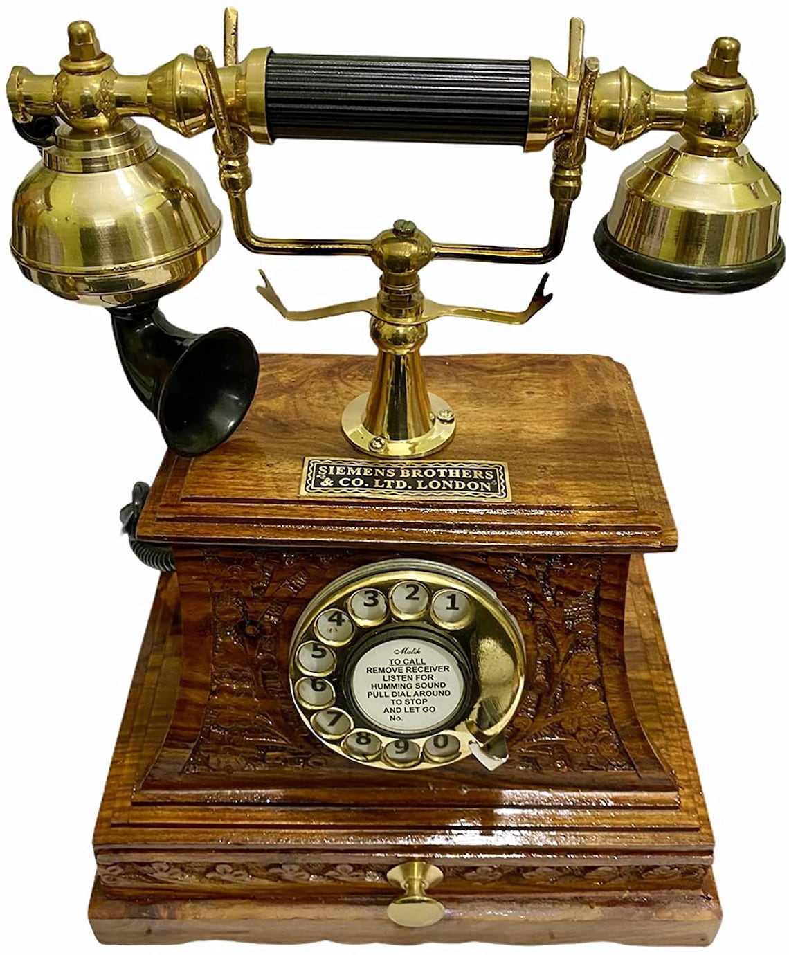 Antique Brass Victorian Rotary Dial Telephone Maharaja Wooden Etsy