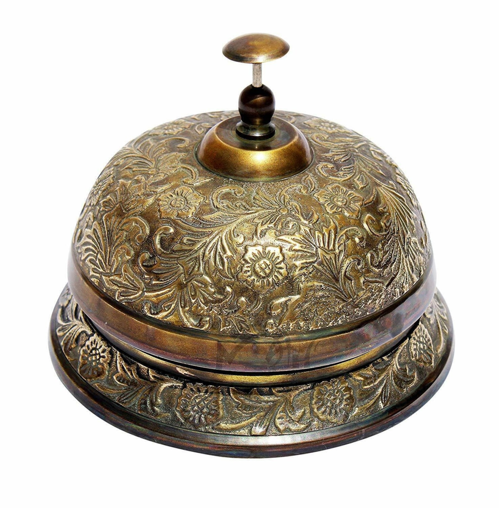 Antique Brass Floral Counter Bell Ornate Desk Bell Table Bells Etsy