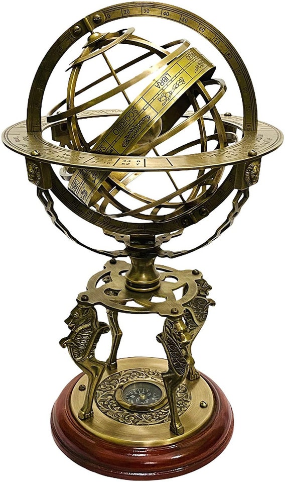 Vintage Brass Antique Armillary Sphere Astrolabe Armillary With Tripod Stand 