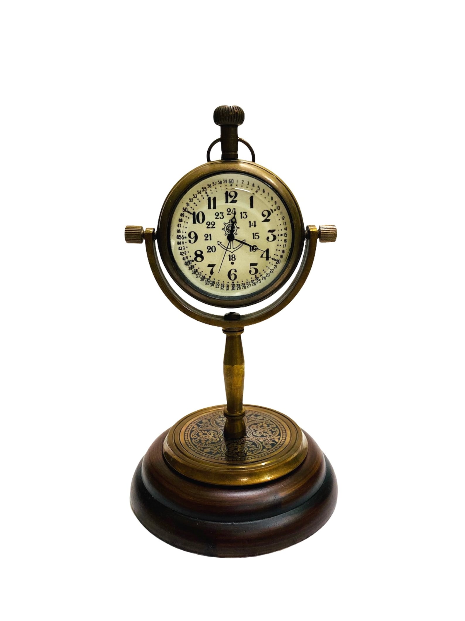 Brass Nautical Desk Clock & Shelf Clock Rotating Dial Etsy UK