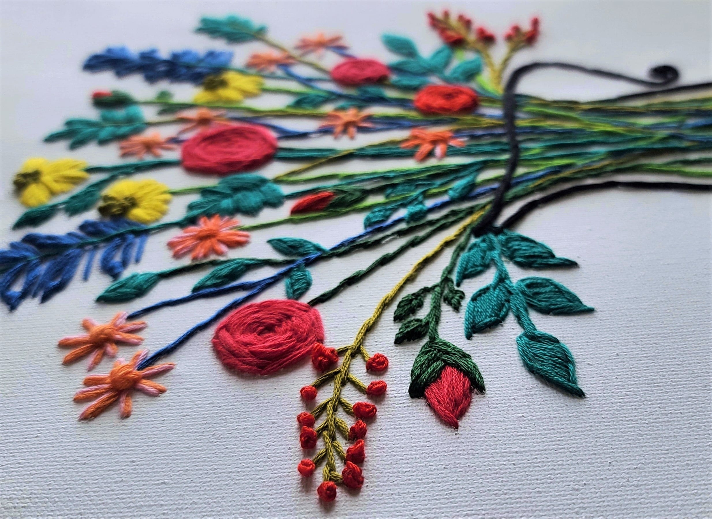 Colorful flowers in vase embroidery  etsy uk Colorful flowers in vase embroidery  etsy uk