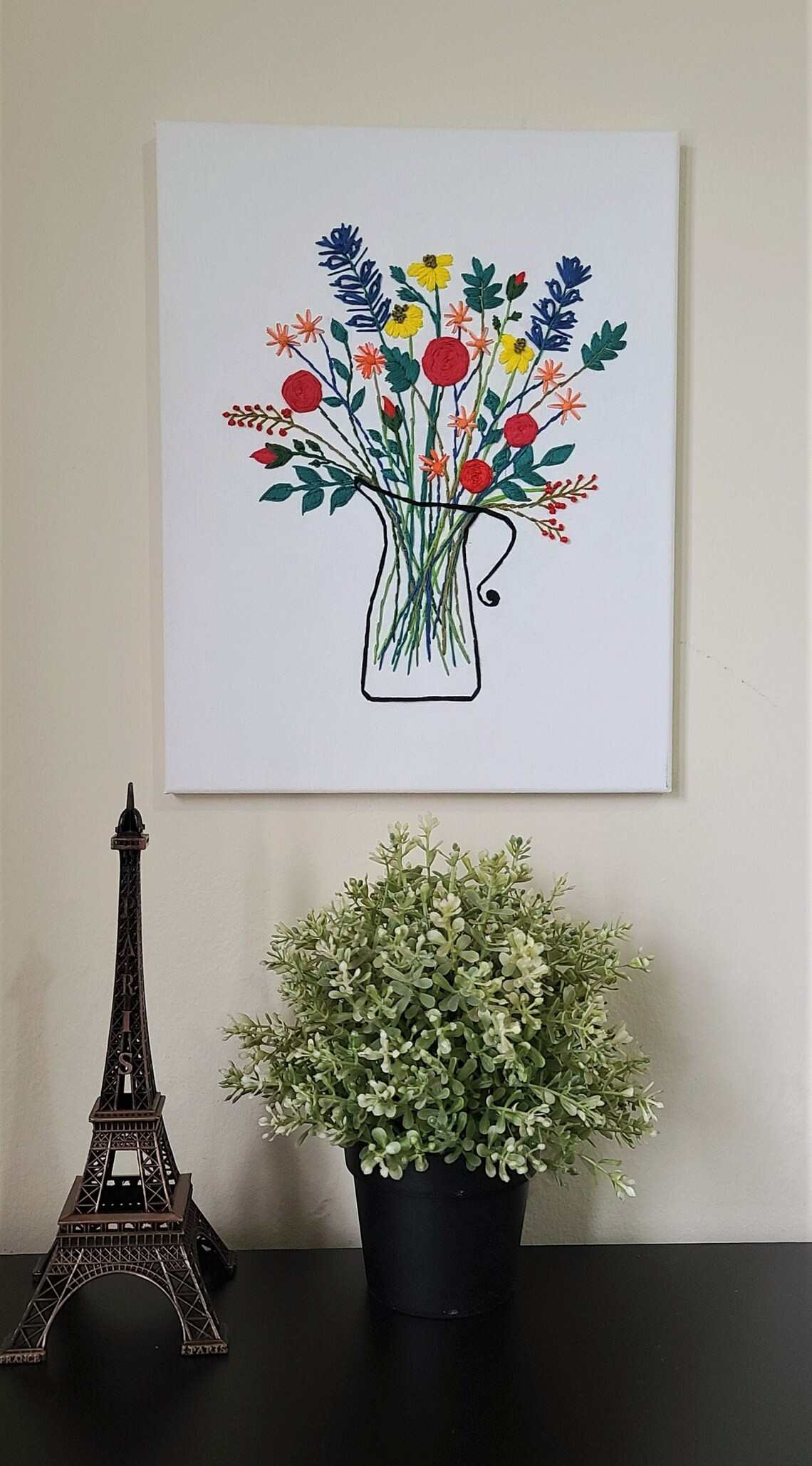 Colorful flowers in vase embroidery  etsy uk Colorful flowers in vase embroidery  etsy uk