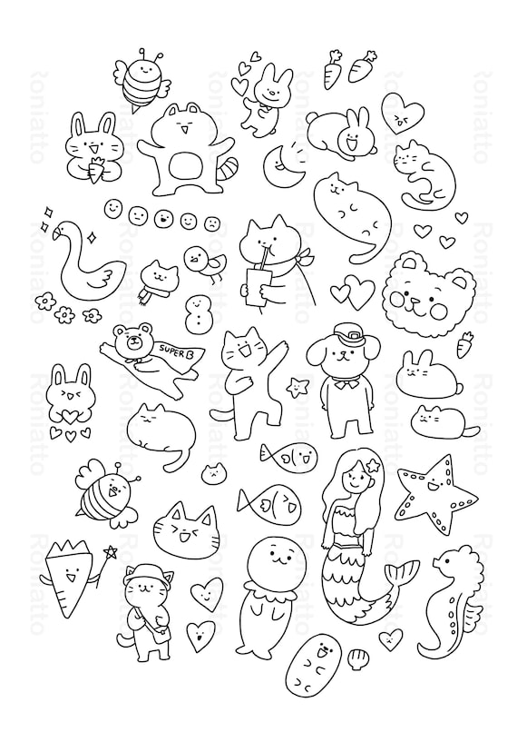 Printable STICKERS coloring page Color Your Own Stickers DIY Etsy