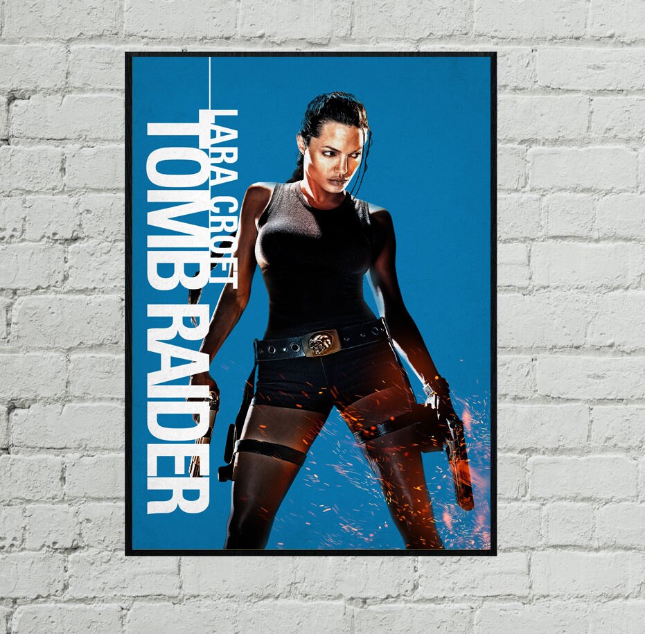 Clássico ação aventura filme lara croft tomb raider família arte da parede  decoração poster presente angelina jolie estrelado material de lona