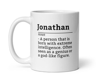Jonathan Personalized Coffee Mug - Funny Name Cup for Men Named Jonathan, Custom Gift for Desk, Office Use, Tea Breaks or Birthday Moments