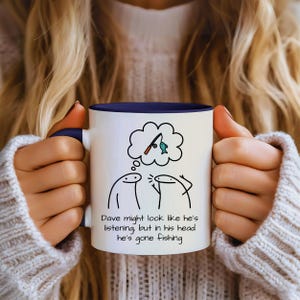 Rolig fiskemugg, fiskepresent till honom, kaffekopp till fiskare, fiskepresent till pappa, rolig fiskarmugg, present till fiskeälskare, unik present Ceramic Blue