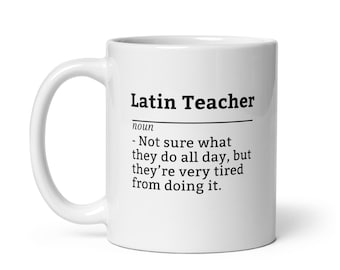 Caneca de café para professor de latim - Presente engraçado para professor de latim, caneca com gramática sarcástica, xícara de café personalizada para nerds e educadores de línguas