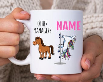 Personalised Manager Mug, Custom Name Boss Gift, Funny Manager Coffee Mug, Office Humour Cup, Team Leader Present, Unicorn Mug