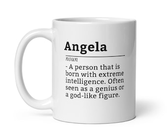 Tazza da caffè Angela - Regalo unico Angela per pensatori, tazza con nome personalizzato, tazza divertente per compleanno o scrivania