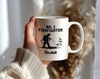 Taza personalizada para bombero n.° 1, regalo con nombre personalizado para él, taza de café para bombero, regalo para papá, padre, socorrista.