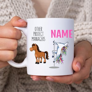 Personalised Project Manager Mug, Custom Name Project Manager Gift, Funny Unicorn Coffee Mug, Project Management Gift, Office Mug, PM Gift