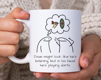Dart Lover Gift, Funny Darts Mug, Dart Player Coffee Cup, Unique Dart Gift for Husband or Boyfriend, Funny Gift for Men Who Love Darts, 11oz