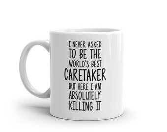 World&#39;s Best Caretaker Mug-Funny Caretaker Gift-Caretaker Coffee Mug-Caretaker Quote-Best Caretaker Ever-Greatest Caretaker-Mugs-Joke