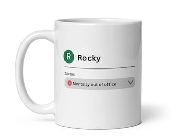 Personalised Rocky Coffee Mug, Sarcastic Work Gift, Name Cup For Home Office, Funny Gift For Colleague, Coffee Lover Present, Gift For Him
