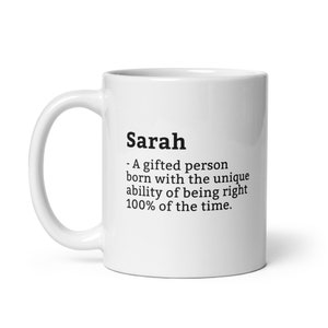 Sarcastic Sarah Mug-Sarah Definition Mug-Funny Sarah Mug-Personalised Sarah Mug-Custom Sarah Mug-Funny Mugs