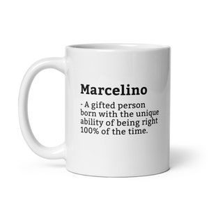 Sarkastisk Marcelino-mugg - Marcelino-definitionsmugg - Rolig Marcelino-mugg - Personlig Marcelino-mugg - Anpassad Marcelino-mugg - Roliga muggar