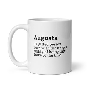 Sarcastische Augusta Mug-Augusta-definitie mok-grappige Augusta-mok-gepersonaliseerde Augusta-mok-aangepaste Augusta-mok-grappige mokken