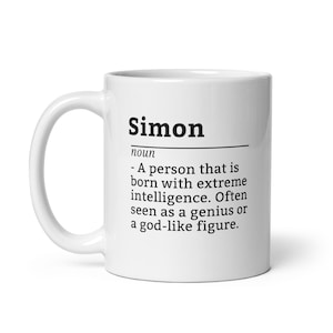 Simon Personalized Coffee Mug - Funny Name Cup Gift for Men Named Simon, Perfect for Office Breaks or Coffee Time at Home