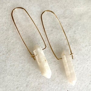 Moonstone Crystal Point Earrings | 14k Gold Fill | Sterling Silver | 14k Rose Gold Fill