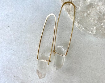 Delicate Quartz Drops | Crystal Quartz | Sterling Silver | 14k Gold Fill | 14k Rose Gold Fill