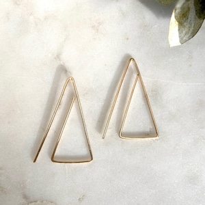 Triangle Ear Threaders | Minimalist | Sterling Silver | 14k Gold Filled | 14k Rose Gold Filled