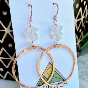 Quarz Tropfen Creolen | Braut Creolen | 14k Gold füllen | Sterling Silber | 14k Roségold Fill